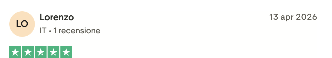 Recensione Trustpilot di Lorenzo, 5 stelle